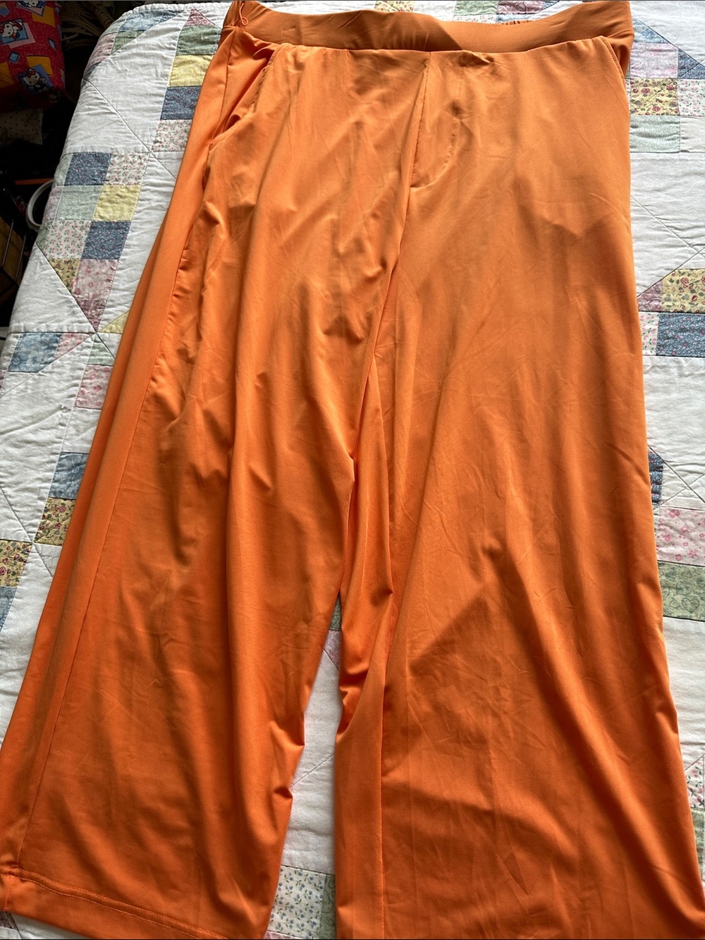 W—Kenneth Cole Orange Elastic-Waist Wide Pants